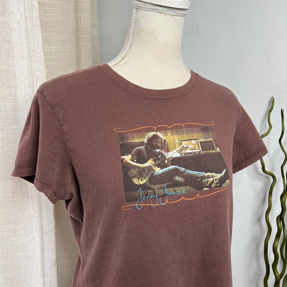 Y2K Vintage Liquid Blue Jerry Garcia Baby Tee Brown Short Sleeve Women's Large - Picture 5 of 11